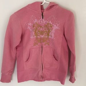 Arizona Jean Company Girl's Full-Zip Pink Hoodie Size M (10/12)